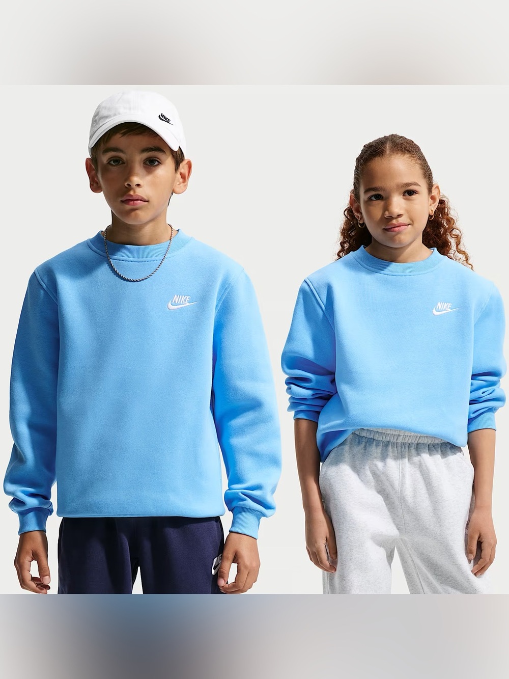 Nike Kids' Light Baby Pastel Blue Coastal Crewneck Sweatshirt (Fits Women’s XS)